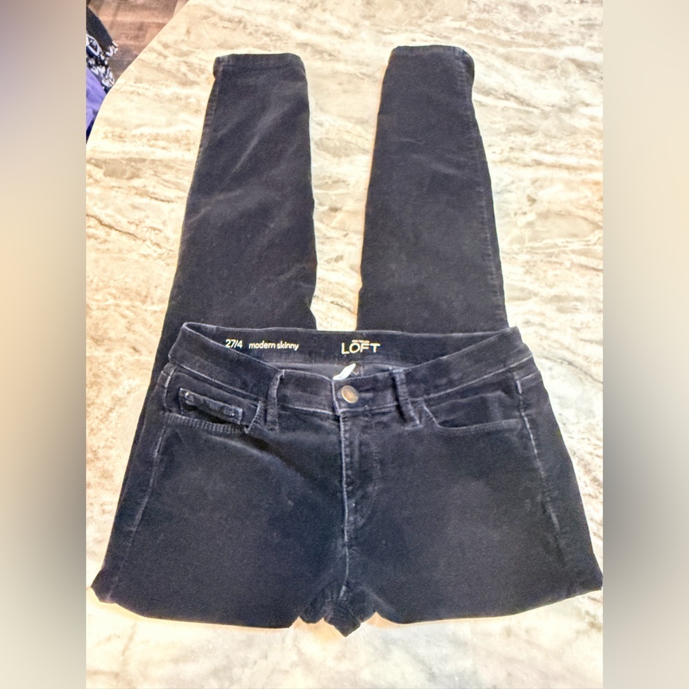 LOFT Modern Skinny Black Jeans Corduroy Size 27/4